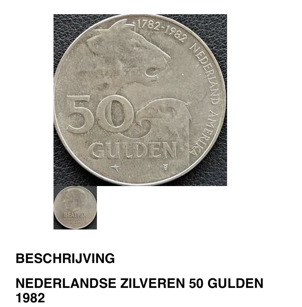 Nederlandse Zilveren 50 Gulden Munt 1982
