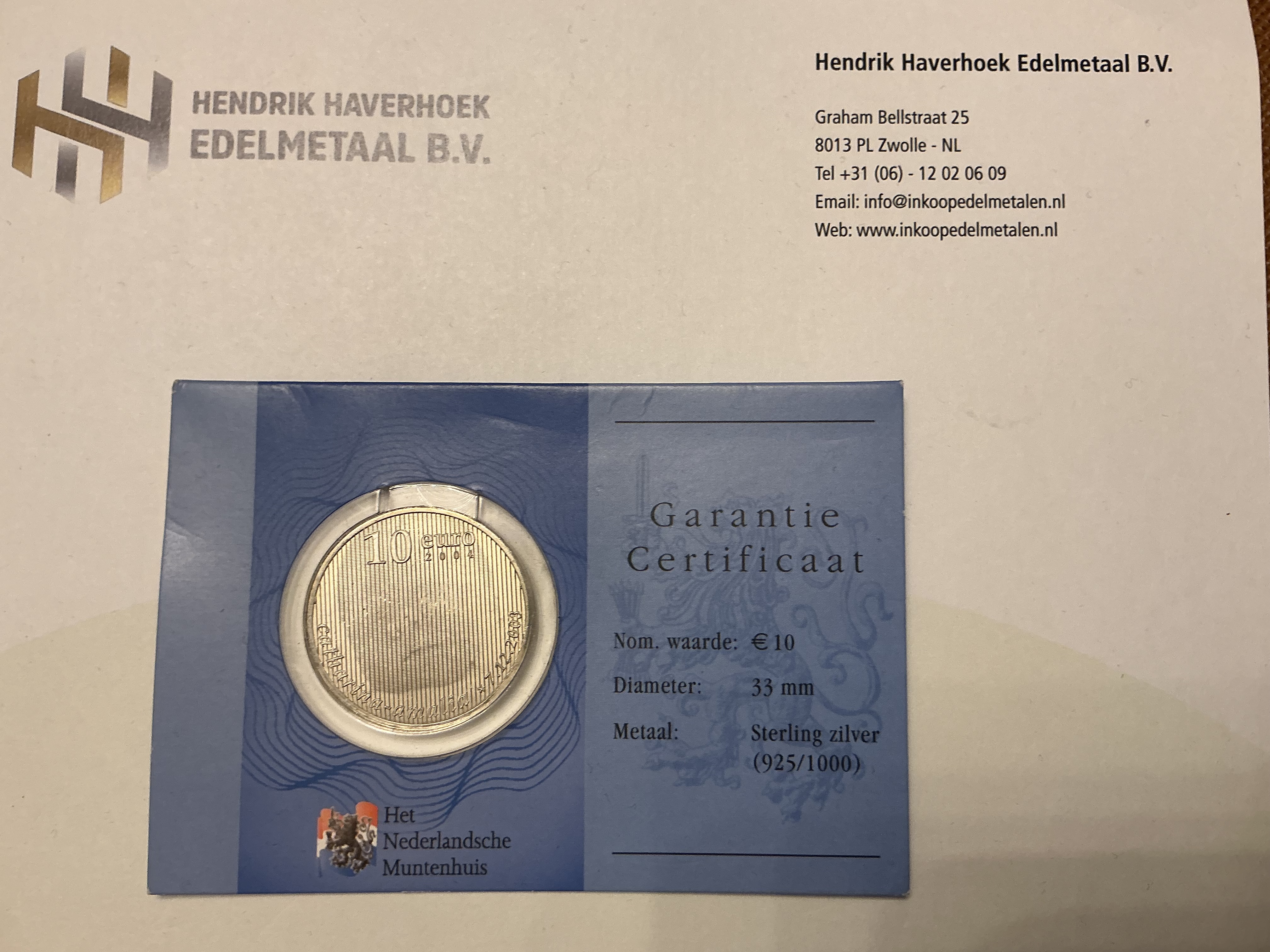 Zilveren 10 Euro munt 2004