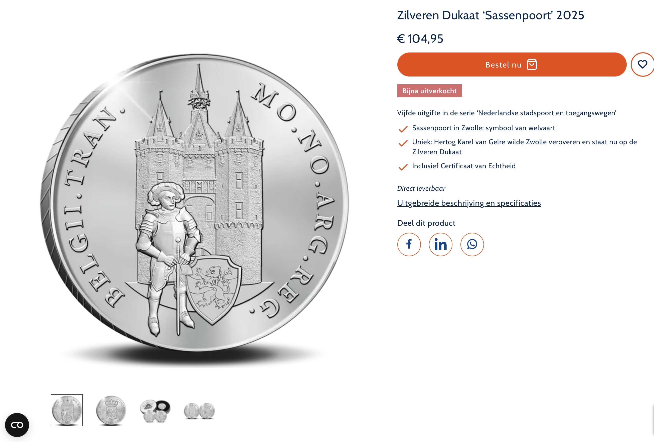 Zilveren Dukaat Sassenpoort 2025 