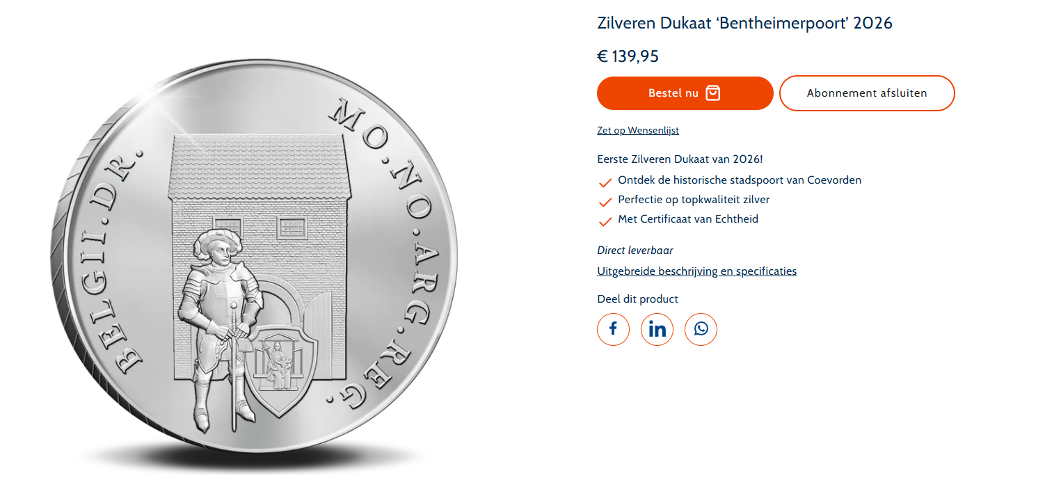Zilveren Dukaat Bentheimerpoort 2026 